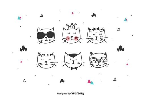Cute Cats Vector Set