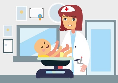 Free Young Female Doctor Pediatrician Concept Illustration. vector