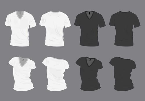 Black and White V-Neck Shirt Mock-Up vector