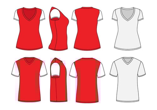 V Neck Shirt Template vector