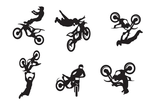 Motorcross Freestyle Silhouette Vector