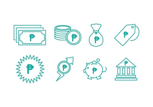 Peso Currency Line Icons vector