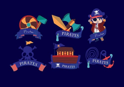 Pirate Banner Dark Blue Vector