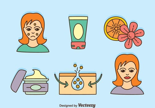 Hand Drawn Skincare Element Vectors