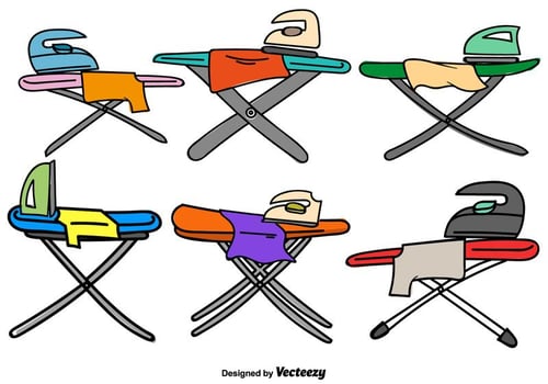 Vector Doodle Ironing Table Color Icons