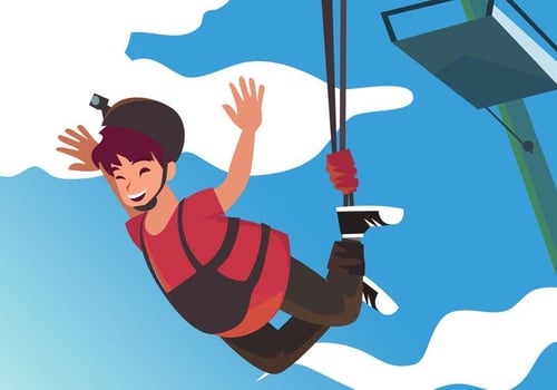 A Man Bungee Jumping Vector 