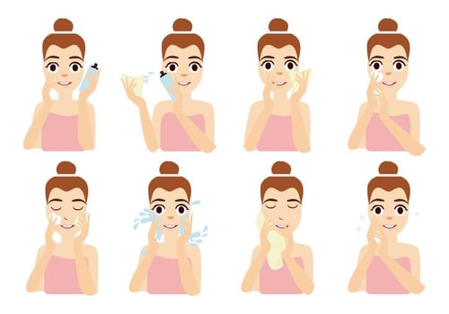 Free Young Women Apply Facial Mask  Vector