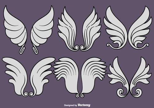 Vector Set Of Angel Wings Icons