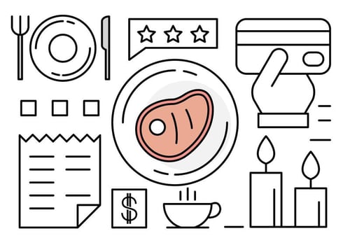 Linear Restaurant Icons vector
