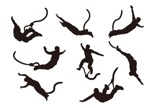 Bungee Jumping Silhouettes Vector