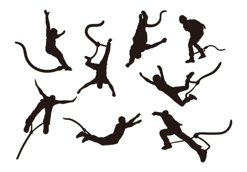 Bungee Jumping Silhouettes Vector