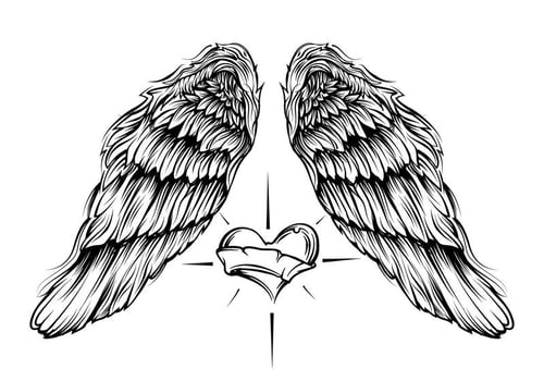 Angel Wings with Heart Vector 