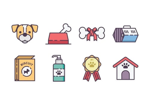 Dog Supplies Icon Set vector