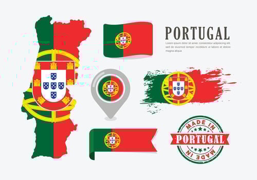 Portugal Map Vector Set And Icons