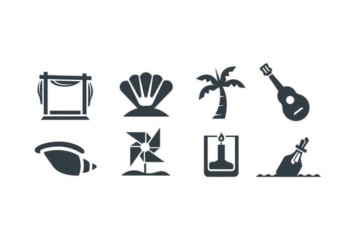 Beach wedding vector icons