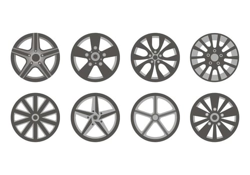 Sporty Allow Wheels Icons Vector