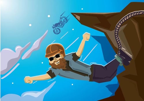 Biker Bungee Jumping With Motorcycle vector
