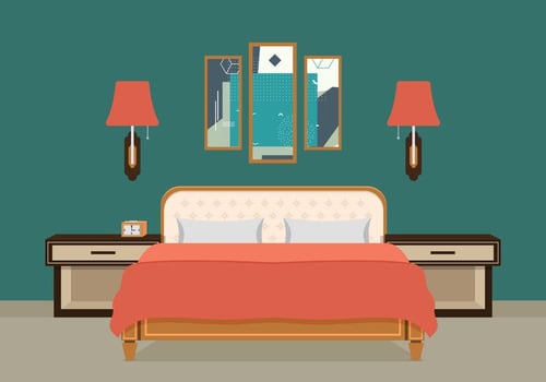 Bed Room Vector Illustration