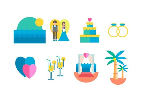 Free Beach Wedding Vector Icons