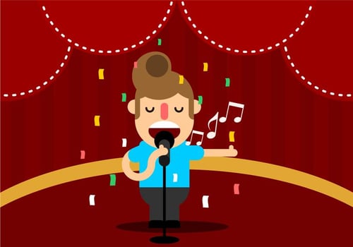 Young Man Singing On Stage Vector 