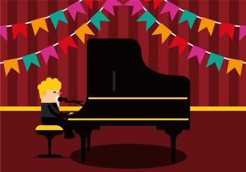 Man Singing and Playing Piano Vector 