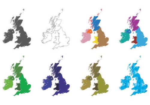 British Isles and Ireland Map Vectors