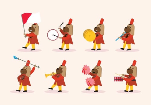 Dog Marching Band Vector