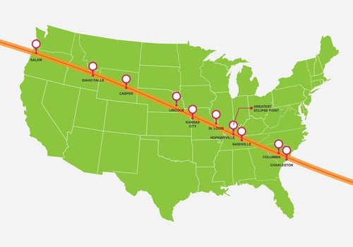 United States Solar Eclipse Map vector