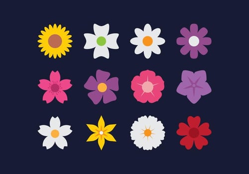 Flower Flat Icons vector