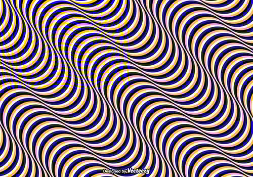 Vector Seamless Pattern With Optical Illusion Wavy Colored Lines