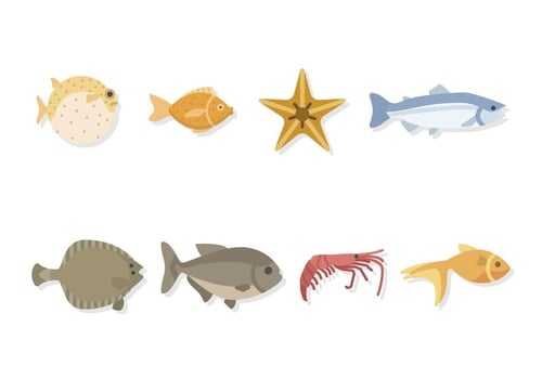 Flat Sea Animal Vectors