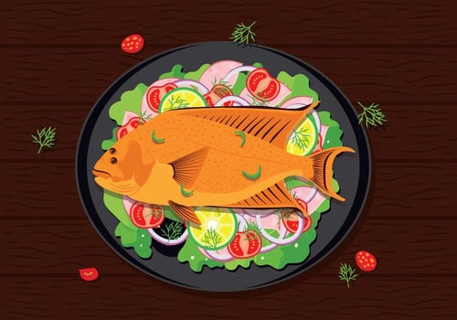 Flounder Fish Seafood Vector Illustration