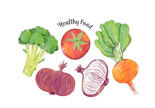 Watercolor Colorful Veggies Floating  vector