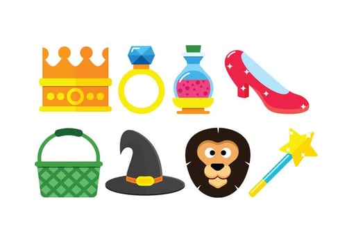 Wizard of oz set vector icons