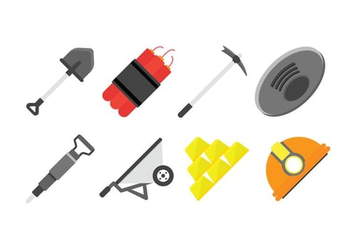Gold rush vector icons set