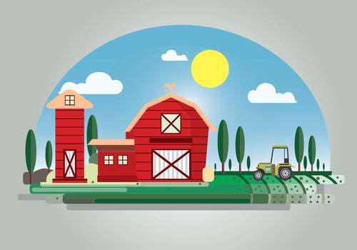 Red Barn Flat Illustration Background vector