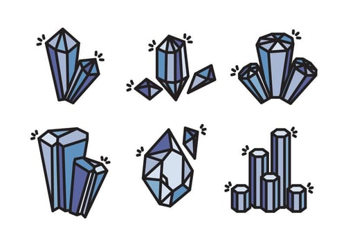 Quartz Crystal Stone Vector Icon Collection