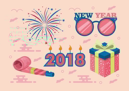 Happy New Year 2018 Vector Set