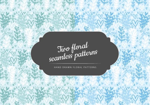Vector Hand Drawn Floral Seamless Patterns