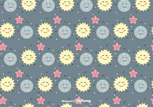 Sun, Moon And Star Vector Pattern