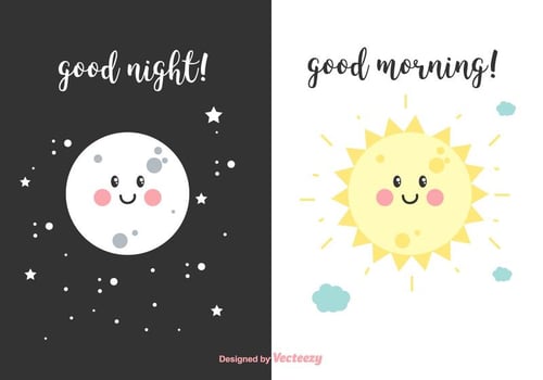 Night And Morning Vector Cards
