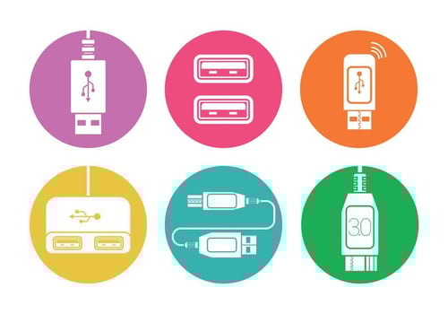 USB port vector set