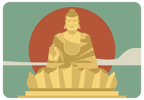 Golden Buddha Front View Vector