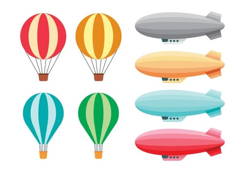 Hot Air Balloons and Dirigible Vectors 