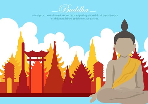 Buddha In The Temple Vector 