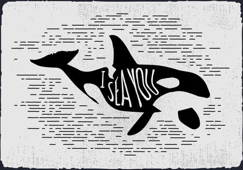 Free Vintage Hand Drawn Whale Silhouette vector