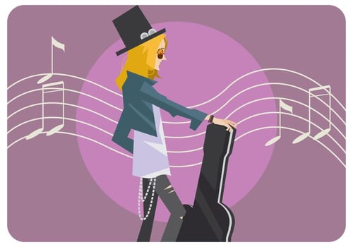 Guitarist Girl Vector