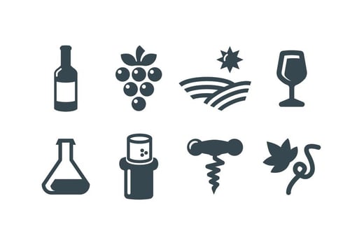 Wine, wine making vector icons