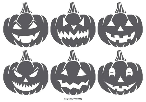 Hand Dawn Spooky Halloween Pumpkins vector