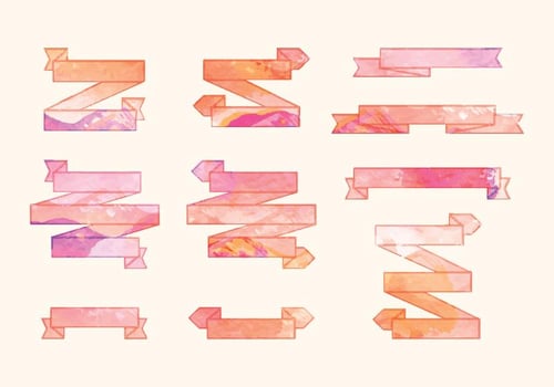 Vector Watercolor Ribbons Set